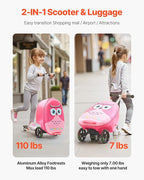 VEVOR Ride-on Luggage, 20 L Capacity, 20 Inches Kids Scooter Suitcase - Image 4