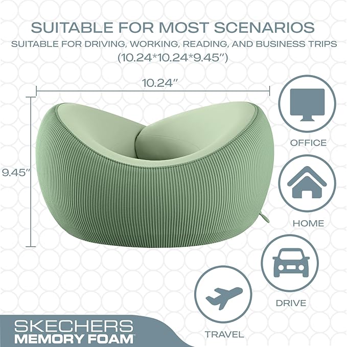 Skechers Women's Memory Foam Neck Pillow, Comfortable & Breathable Travel Pillow - Image 5