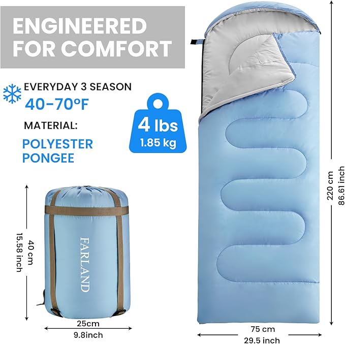FARLAND Sleeping Bags 30℉ for Adults Teens Kids - Image 2