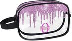 Personalized Clear Makeup Bag with Name, Best Friends Teen Women Mom Birthday Gift PVC Cosmetic Toiletry Travel Bag for Toiletries, Plum Purple Fluid Shape Sequins