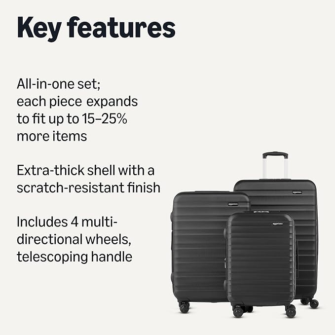 Amazon Basics 3-Piece Set, Hardshell Suitcases - Image 2