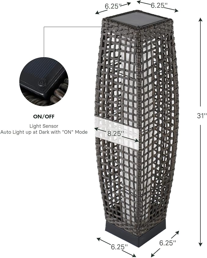Grand patio 2-Piece Outdoor Floor Lamp Solar Powered Lantern Water-Resistant - Image 9