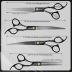 Professional Dog Grooming Scissors Set - 6.5" Thinning, 7" Straight, 7" Up-Curved, 7" Down-curved Scissors and Comb for Dog Cat Pet (Black)