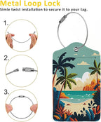 Cartoon Summer Beach 2 Pcs Luggage Tags, Privacy Cover ID Label - Image 3