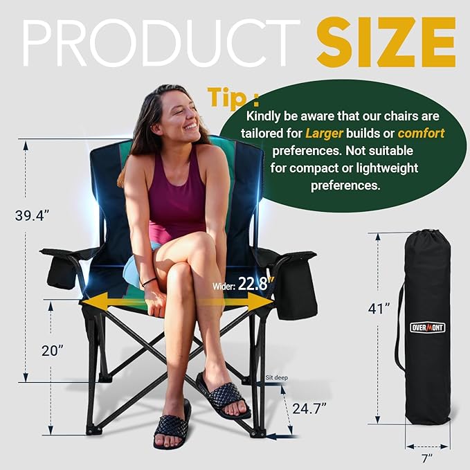 Overmont Oversized Folding Camping Chair - Image 3