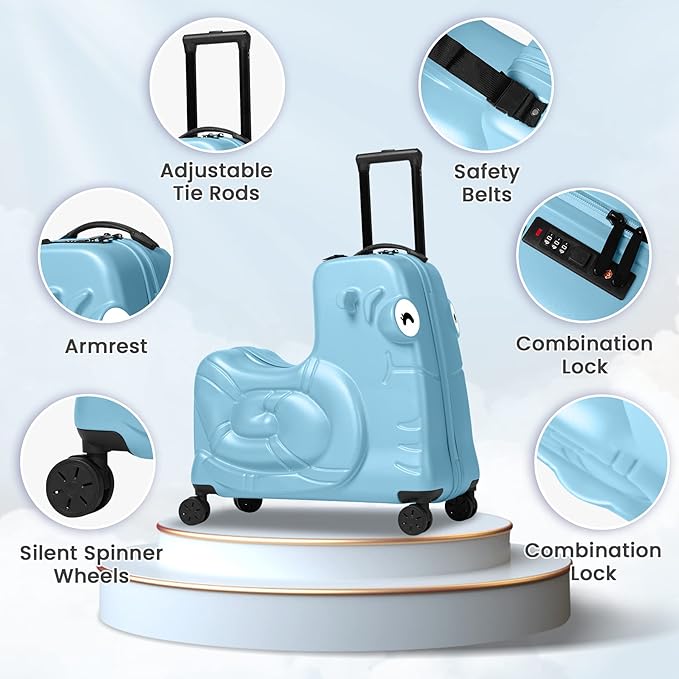 Kids Ride-on Luggage with Spinner Wheels Suitcase, Kid's Ride-On Suitcase Help - Image 2