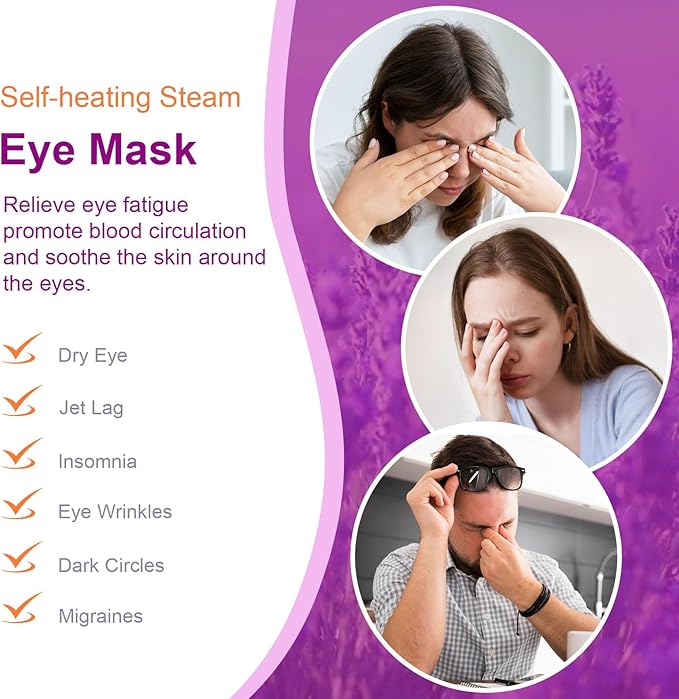 20 Packs Steam Eye Mask, Lavender Steam Eye Masks Disposable, Self-Heating - Image 3