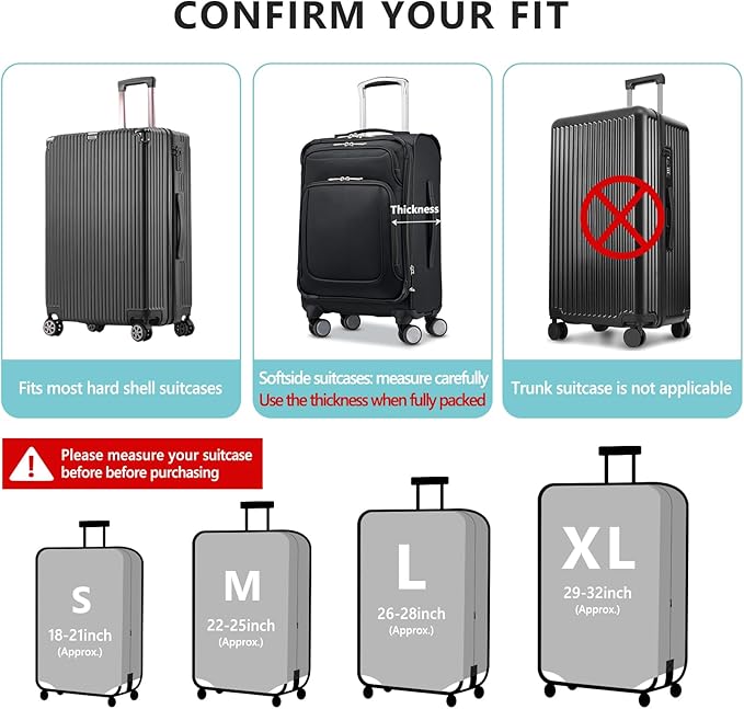 Luggage Cover Suitcase Cover Suitcase Protector Fit 26-28 Inch Luggage - Image 3