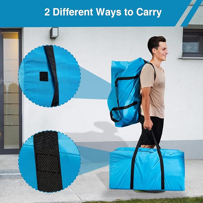 2-in-1 Space Saving Storage Bundle: Extra Large Blue Moving Bag + Transparent - Image 5