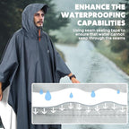 ANYOO Hooded Rain Poncho for Adults Waterproof Lightweight Rain Coat for Men - Image 5