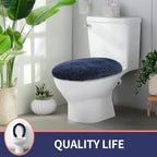 Microfiber Elongated Toilet Seat Cover 19.5"x 15" Machine Washable Solid Toilet - Image 7