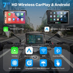 7 Inch Wireless Motorcycle Carplay GPS Navigation System with Apple Carplay and Android Auto Portable Screen with Dual Bluetooth (7 Inch+Magnetic Mount)