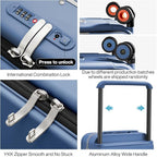 mixi Carry On Luggage Wide Handle Luxury Design Rolling Travel Suitcase PC - Image 4