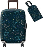 Luggage Cover Suitcase Protector Plus 1 Tag, Dinosaurs Space Travel Suitcase by BWEGRHE