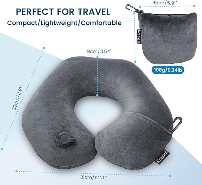 Inflatable Travel Neck Pillow, Super Soft Plane Neck Support Pillow - Image 8