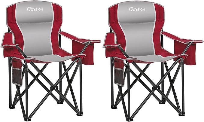 Padded Camping Chairs for Adults, Oversized Folding Outdoor Chairs, Weight by VOYSIGN
