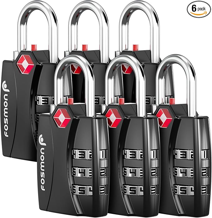Fosmon Luggage Locks TSA Approved 6 Pack, Suitcase Locks by Fosmon