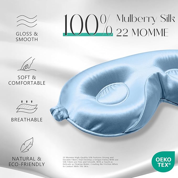 ZIMASILK Adjustable 22 Momme 100% Mulberry Silk Sleep Mask, Upgraded 3D - Image 2