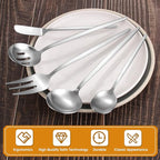 Matte Serving Silverware Set, 5-Piece Round Shared Utensils Set of Stainless - Image 3