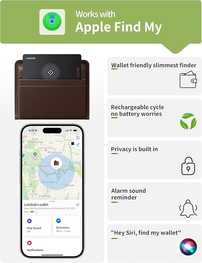 LULULOOK Wallet Tracker Card, Ultra Slim Airtag Wallet Works - Image 4