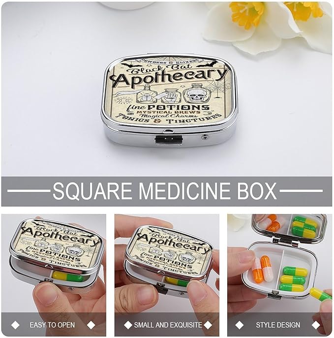 Metal 2 Compartment Pill Organizer Travel Friendly Portable Compact Pill Box - Image 4
