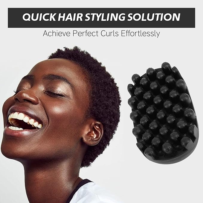 Rubber Curling Hair Brush: Twist King Sponge for Afro Hair, Washable Curl Sponge Styling Tool Durable Curling Comb For Men Women Boy Girl Long Short Hair Black (Small Tooth)