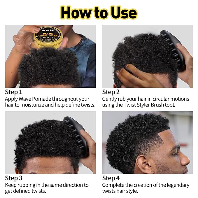 Twist Styler Brush for Black Men - Premium Durable Washable Hair Sponges Curls with Ergonomic Grip, Suitable for Afro 4C Hair & Coiled Textures - Home Styling Essential Hair Brush for Men & Barbers