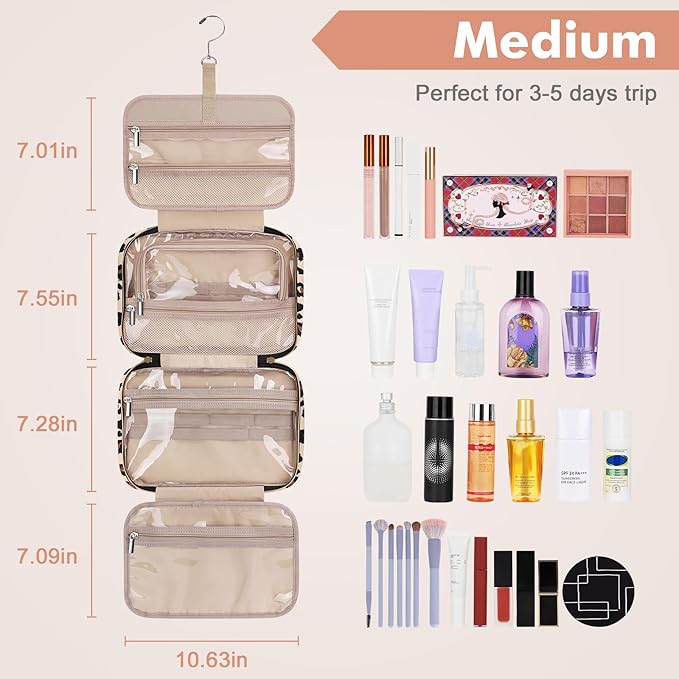 Wedama Toiletry Bag for Women, Medium Cosmetic Travel Bag, Hanging Toiletry Bag - Image 2
