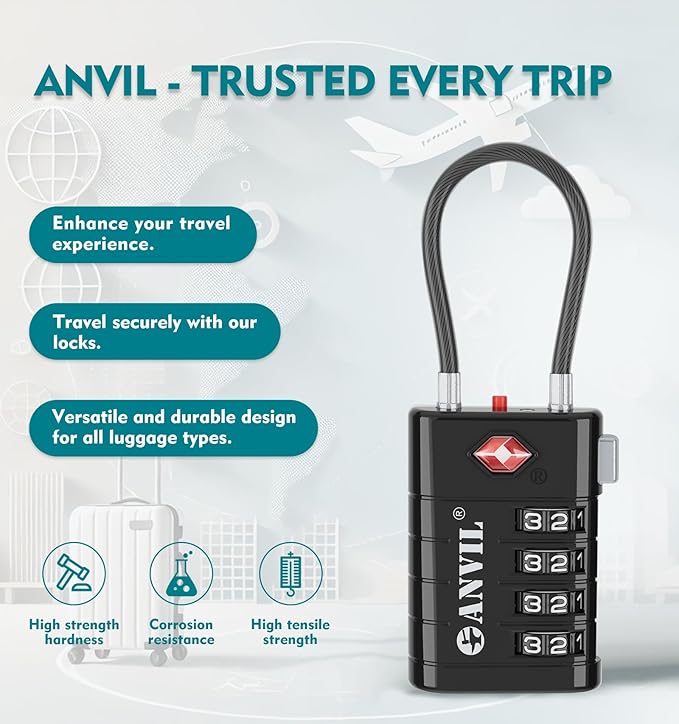 ANVIL 4 Digit Luggage Locks, TSA Locks - Image 4