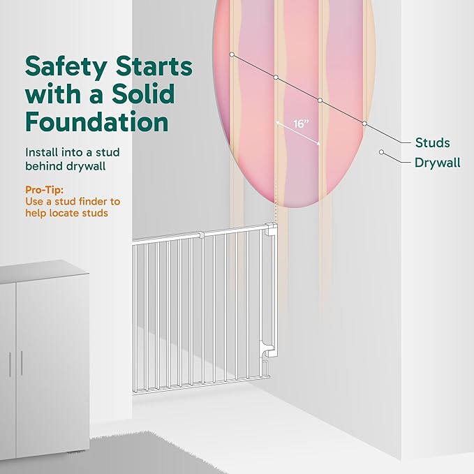 Cumbor 29.2–43" Baby Gate for Stairs, Wall-Mounted, Expandable No Bottom Bar - Image 6