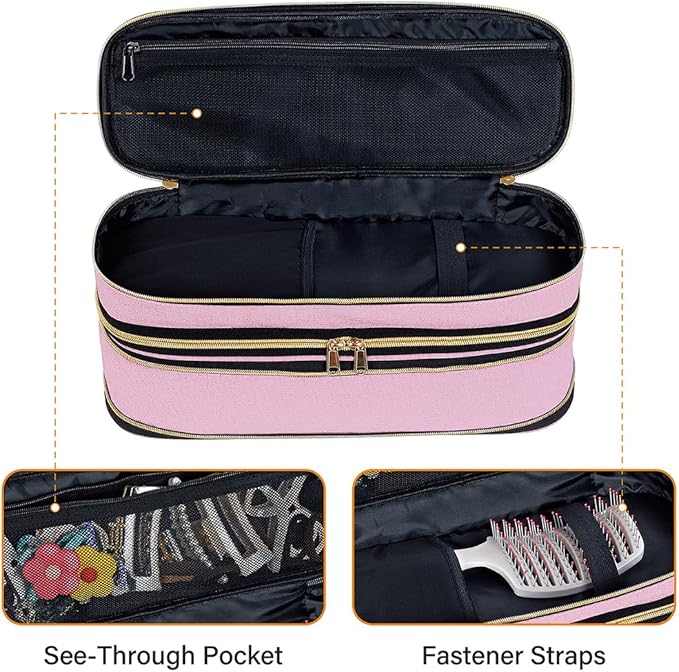 Hair Dryer Travel Carrying Case, Curling Iron Storage Bag, Slim Expandable Handheld Dual-Layer Travel Storage Bag for Dryer/Hair Tool Organizer/Style Organizer