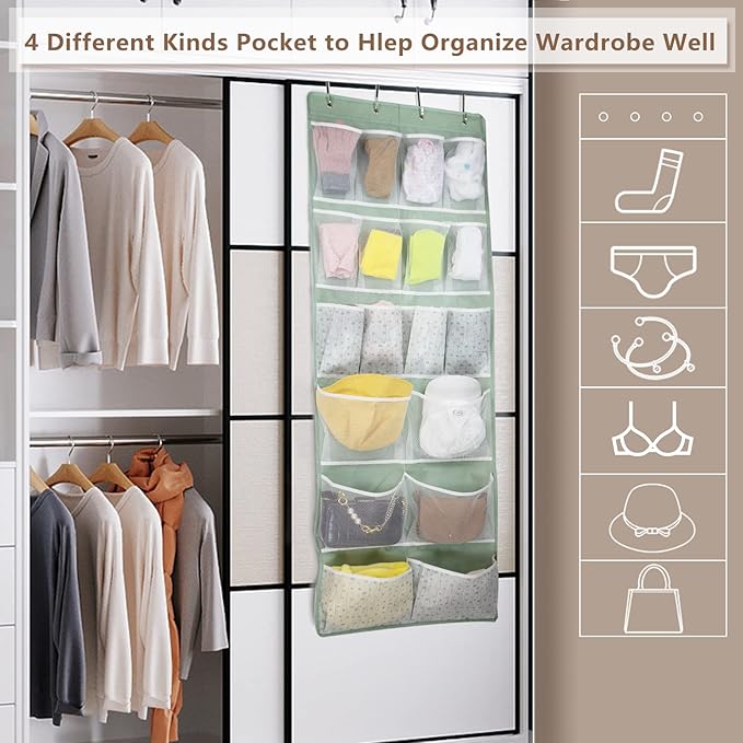18 Pocekts Over the Door Shoes Organizer, Behind Door Hanging Storage Pocekt - Image 5