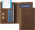 Ringsun Leather Passport Cover for Men Women, RFID Passport Wallet Case Travel - Image 2