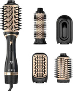 Hair Dryer Brush Set, Multifunctional Hot Air Brush for Salon Blowouts, Negative Ion Technology & Quick Drying, Shiny and Less Frizz, Black Orange