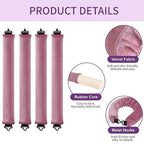 Heatless Curls Overnight Hair Curlers - 4 Pcs No-Heat Curling Rod to Sleep In,Velvet Hair Rollers with Satin Wrap