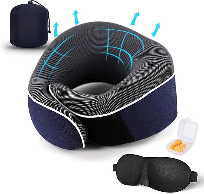 Travel Neck Pillow, Best Memory Foam Airplane Pillow by TALLGONeckPillowAlwaysHere