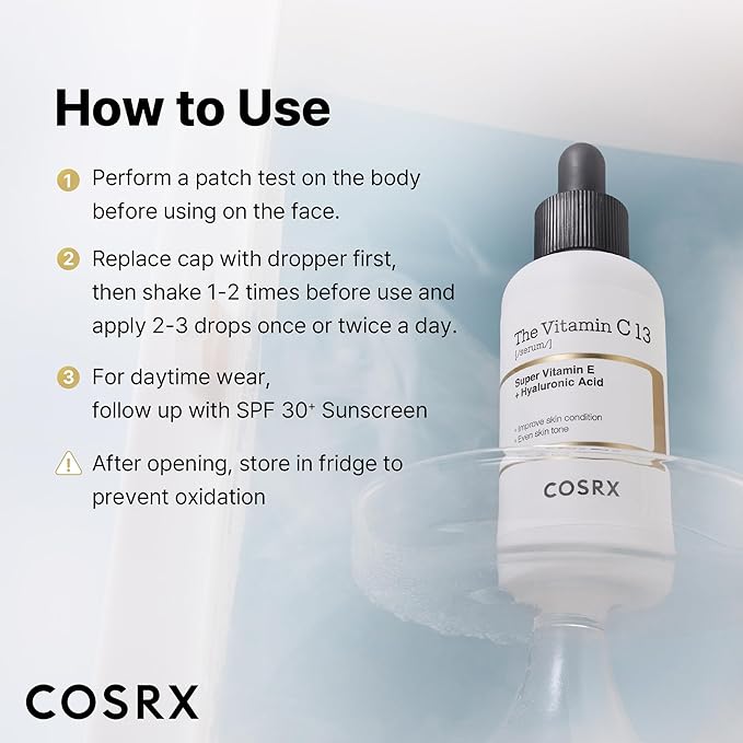 COSRX Pure Vitamin C 13% Serum (Renewal) with Vitamin E & Hyaluronic Acid, Korean Vitamin C Serum, Hydrating Facial Serum for Fine Lines, Uneven Skin Tone & Dull Skin, 0.67fl.oz, Korean Skin Care