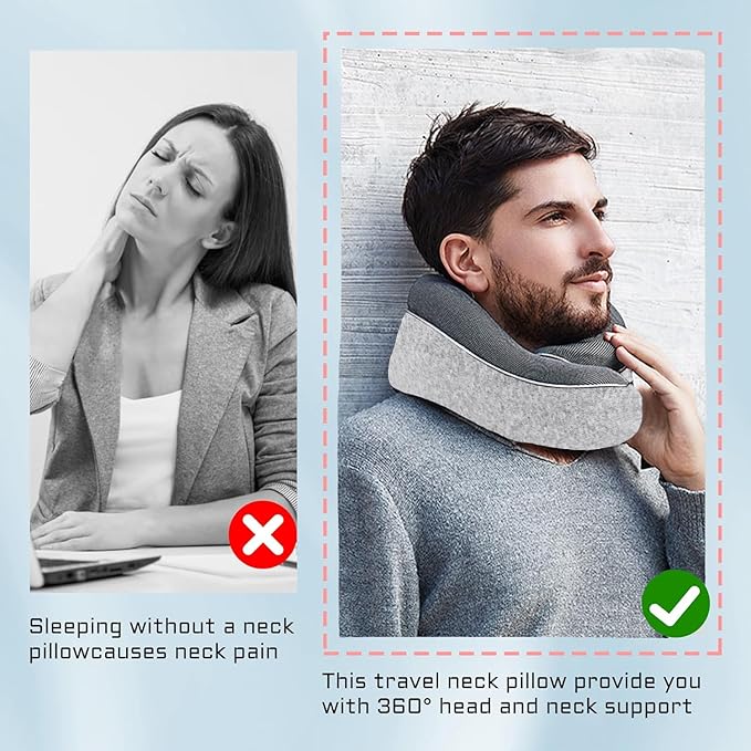 Travel Pillow, Best Memory Foam Neck Pillow Head Support Soft Pillow - Image 7