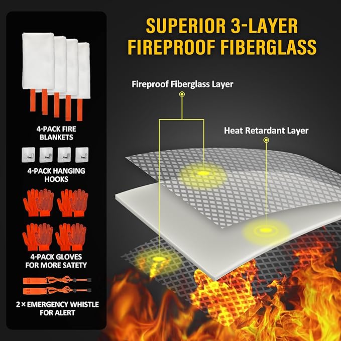 ROLOWAY Emergency Fire Blanket for Home and Kitchen, Fire Blankets Emergency - Image 5