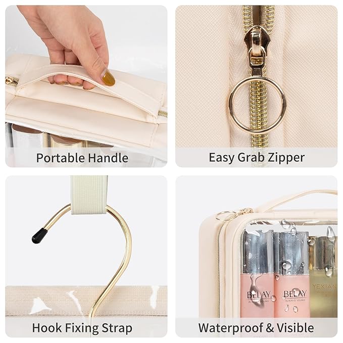 CUBETASTIC Clear Makeup Bags, Travel Make Up Organizer Storage Case, Hanging - Image 5