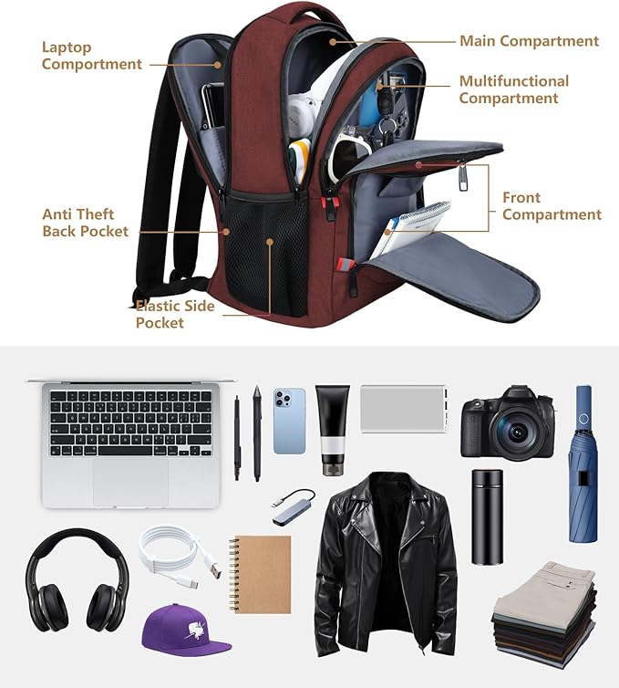 Backpack for Women Men, Travel School Backpacks for Teen Boys, Bookbag - Image 3