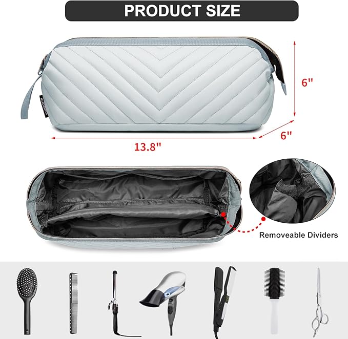 Hair Tools Travel Bag for Shark Flexstyle Dyson, Quilted Hair Tool Organizer Bag, Gift for Women Hair Accessories Tools Storage Bag, Travel Hairdryer Portable Bag for Women, Grey