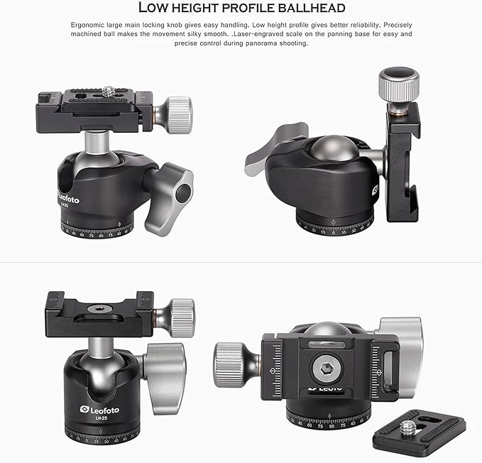 Leofoto Professional Camera Tripod, 4 Leg Sections, 360° Ball Head, Max Load - Image 2