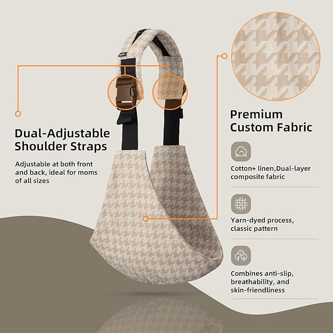Baby Sling Carrier Newborn to Toddler, 2025 Upgraded Houndstooth Baby Sling - Image 3