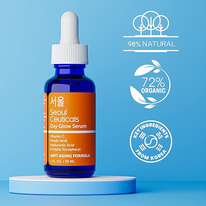 SeoulCeuticals Korean Skin Care 20% Vitamin C Hyaluronic Acid Serum + CE Ferulic Acid - Potent Anti Aging, Anti Wrinkle Korean Beauty 1oz (Pack of 2)