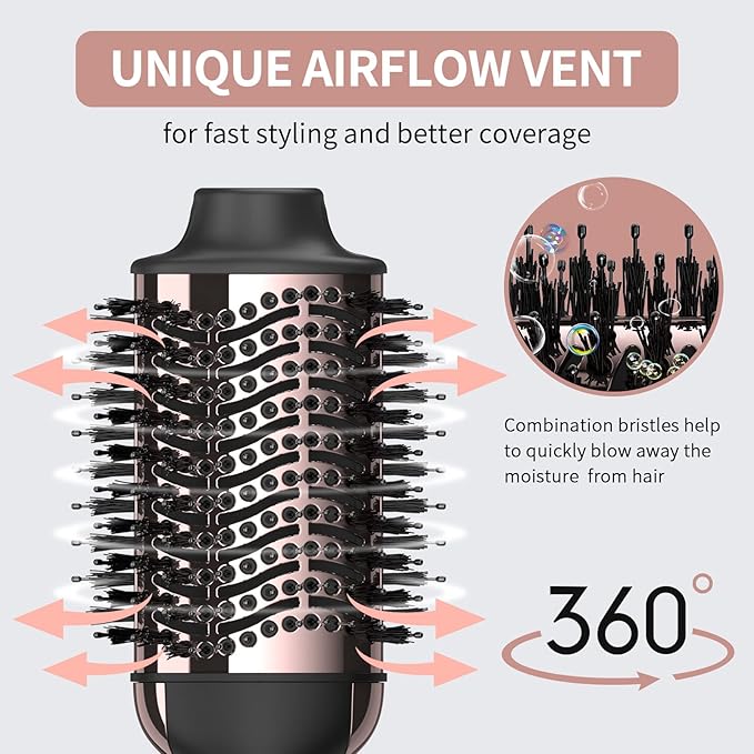 Hair Dryer Brush Blow Dryer Brush in One, Upgraded 4 in 1 Hair Dryer and Styler Volumizer with Negative Ion Anti-frizz Ceramic Titanium Barrel Hot Air Hair Straightener Brush