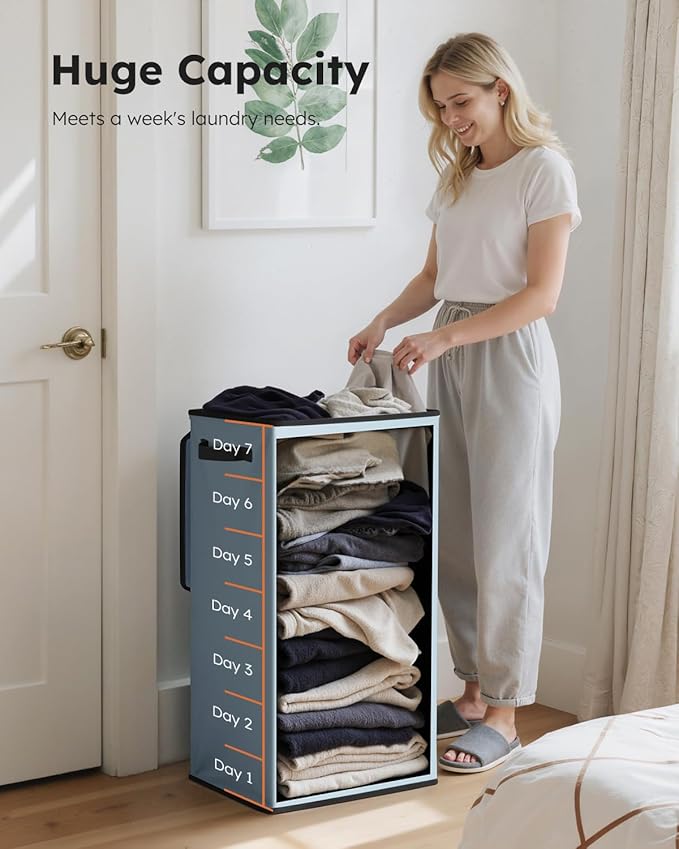 SOLEDI Laundry Hamper with Lid 100L Large & Tall Collapsible Laundry Basket - Image 3