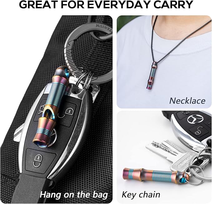 TISUR Titanium Emergency Whistle, EDC Safety Whistles Necklace Loud up to 120db - Image 7