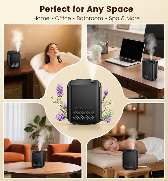 Waterless Essential Oil Diffuser 3000 Sq.Ft Coverage for Large Home Hotel Office, 400ml Cold Air Scent Machine for Aromathrapy, Bluetooth App Control, Quiet Aroma Diffuser Wall Amount