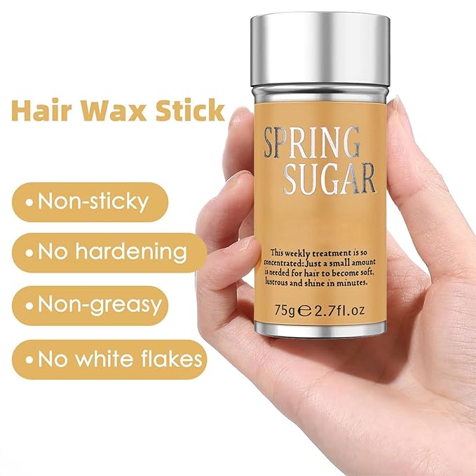 Boar Bristle Slick Back Hair Brush & Wax Stick Set for Smooth Flyaways, Frizz, Sleek, Ponytail, Buns & Baby Hairs, Professional Styling Accessories for Women Men Girls & Kids